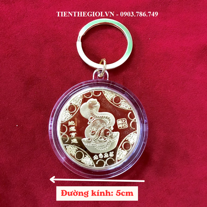 Móc Khóa Xu Con Rắn Hongkong Mạ Vàng